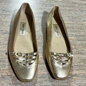 Jimmy Choo gold leather shoes